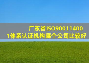 广东省ISO9001、14001体系认证机构哪个公司比较好