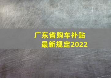 广东省购车补贴最新规定2022