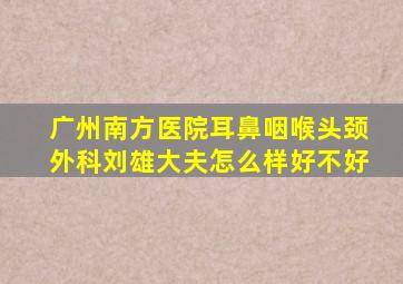 广州南方医院耳鼻咽喉头颈外科刘雄大夫怎么样,好不好