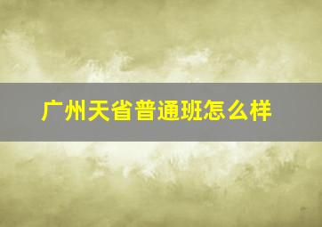 广州天省普通班怎么样