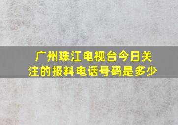 广州珠江电视台今日关注的报料电话号码是多少(