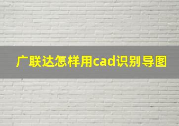 广联达怎样用cad识别导图