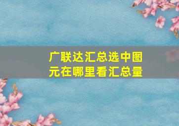 广联达汇总选中图元在哪里看汇总量