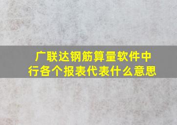 广联达钢筋算量软件中行各个报表代表什么意思