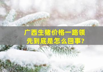 广西生猪价格一路领先,到底是怎么回事?