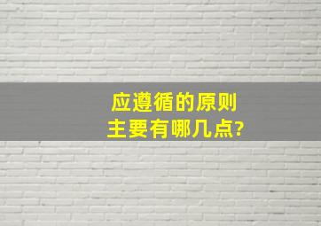 应遵循的原则主要有哪几点?