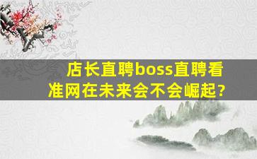 店长直聘,boss直聘,看准网,在未来会不会崛起?