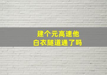 建个元高速他白衣隧道通了吗