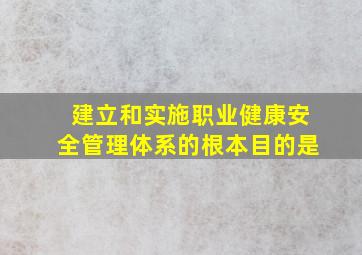 建立和实施职业健康安全管理体系的根本目的是()