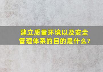 建立质量环境以及安全管理体系的目的是什么?