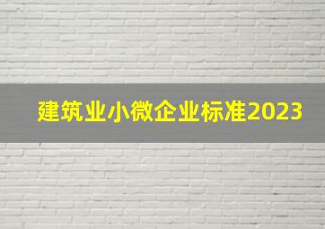 建筑业小微企业标准2023