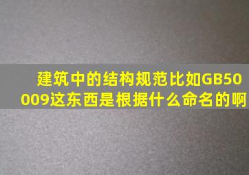 建筑中的结构规范比如GB50009这东西是根据什么命名的啊