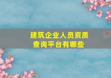 建筑企业人员资质查询平台有哪些 