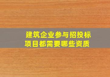 建筑企业参与招投标项目都需要哪些资质 