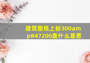 建筑图纸上标300/200是什么意思