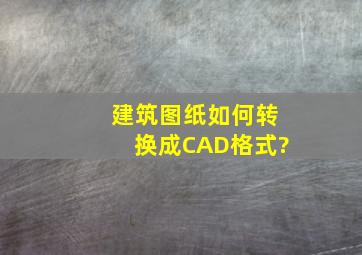 建筑图纸如何转换成CAD格式?