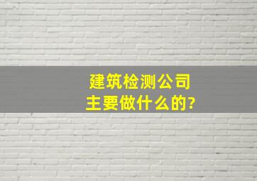 建筑检测公司主要做什么的?