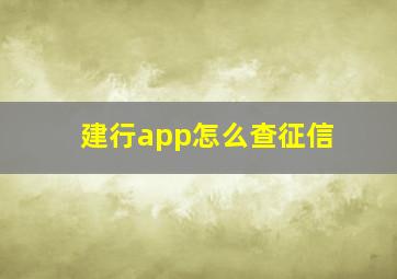 建行app怎么查征信