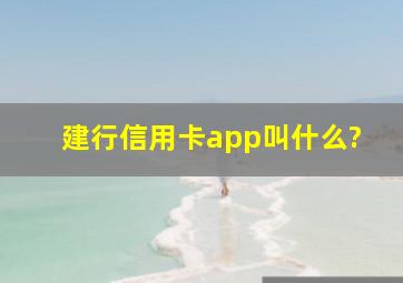 建行信用卡app叫什么?