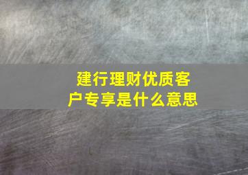 建行理财优质客户专享是什么意思