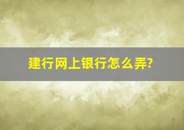 建行网上银行怎么弄?