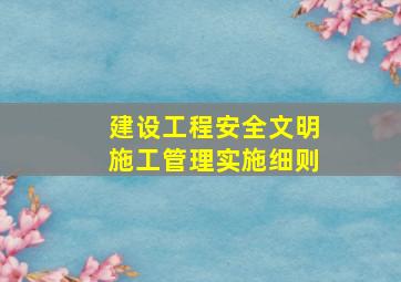 建设工程安全文明施工管理实施细则