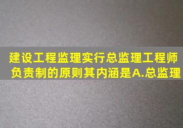 建设工程监理实行总监理工程师负责制的原则其内涵是。A.总监理