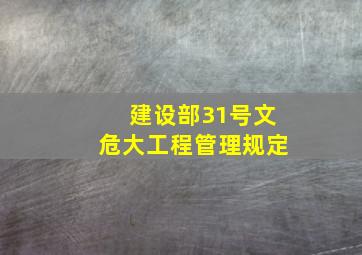 建设部31号文危大工程管理规定