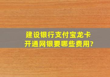 建设银行支付宝龙卡开通网银要哪些费用?