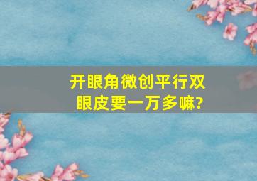 开眼角,微创平行双眼皮要一万多嘛?