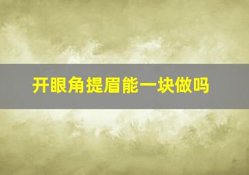 开眼角提眉能一块做吗