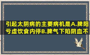 引起太阴病的主要病机是A.脾阳亏虚,饮食内停B.脾气下陷,阴血不足C....