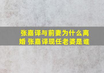 张嘉译与前妻为什么离婚 张嘉译现任老婆是谁