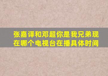 张嘉译和邓超你是我兄弟现在哪个电视台在播,具体时间