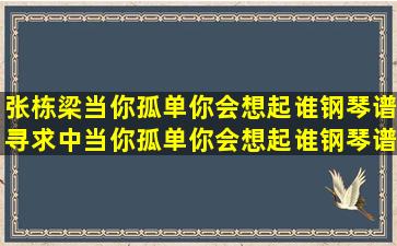 张栋梁当你孤单你会想起谁钢琴谱寻求中。当你孤单你会想起谁钢琴谱...