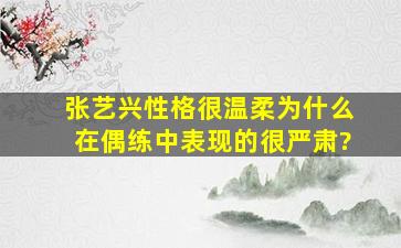 张艺兴性格很温柔,为什么在偶练中表现的很严肃?