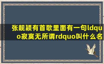 张靓颖有首歌,里面有一句“寂寞无所谓”。叫什么名字?