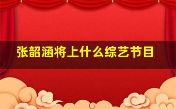 张韶涵将上什么综艺节目