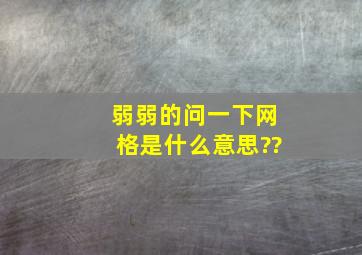 弱弱的问一下网格是什么意思??