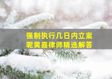 强制执行几日内立案呢黄嘉律师精选解答