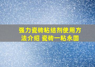 强力瓷砖粘结剂使用方法介绍 瓷砖一粘永固