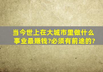 当今世上,在大城市里做什么事业最赚钱?必须有前途的?