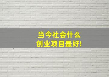 当今社会什么创业项目最好!