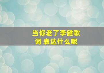 当你老了李健歌词 表达什么呢