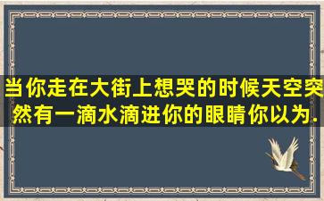 当你走在大街上,想哭的时候,天空突然有一滴水,滴进你的眼睛,你以为...