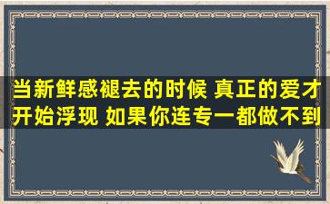 当新鲜感褪去的时候 真正的爱才开始浮现 如果你连专一都做不到 那就...