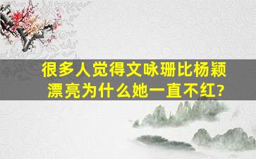 很多人觉得文咏珊比杨颖漂亮,为什么她一直不红?