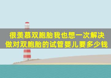 很羡慕双胞胎,我也想一次解决,做对双胞胎的试管婴儿要多少钱