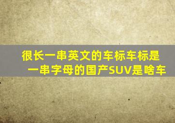 很长一串英文的车标,车标是一串字母的国产SUV是啥车