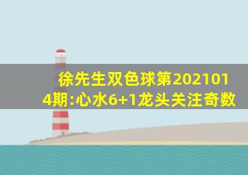 徐先生双色球第2021014期:心水6+1龙头关注奇数